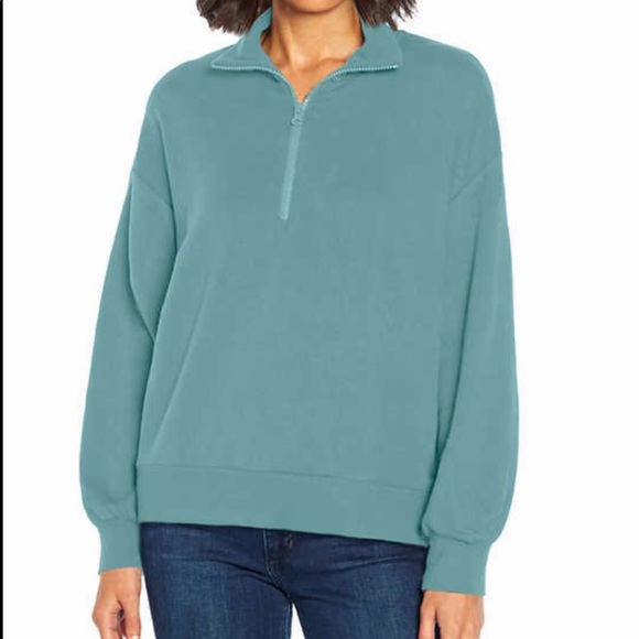 Three Dots Ladies' Quarter Zip Pullover, Nile Blue - Picture 2 of 4